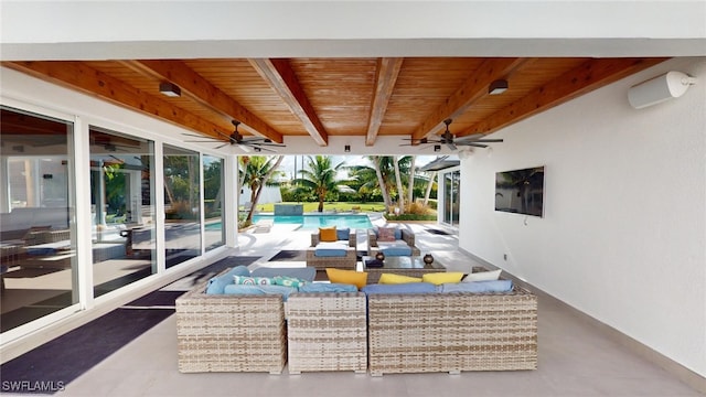 view of patio / terrace featuring outdoor lounge area and ceiling fan