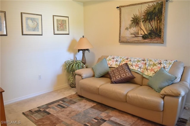 living room featuring carpet