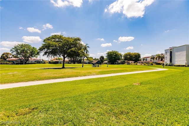 view of property's community featuring a lawn