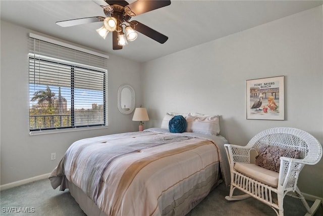 bedroom with carpet and ceiling fan