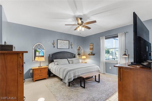 bedroom featuring ceiling fan