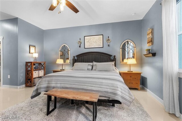 bedroom featuring ceiling fan