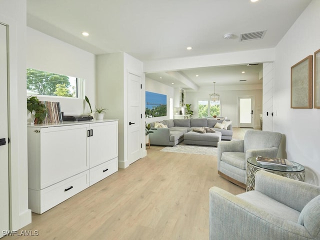 living room featuring light wood-type flooring