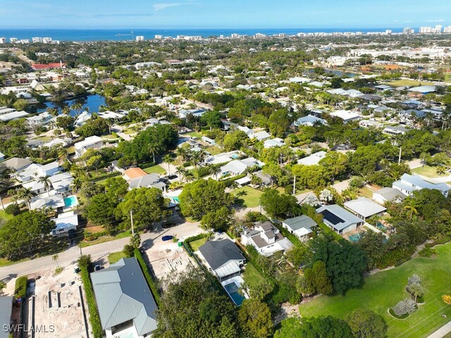 bird's eye view featuring a water view