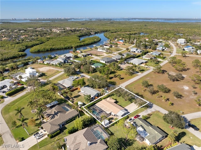 bird's eye view featuring a water view