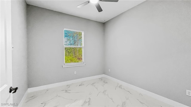 unfurnished room with ceiling fan