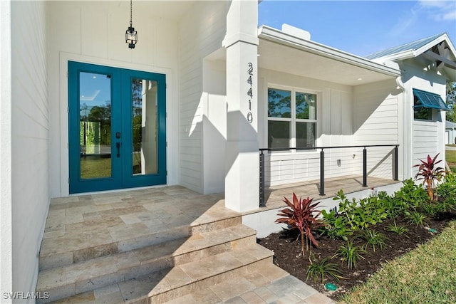 view of exterior entry with french doors