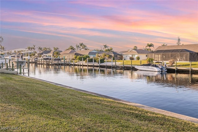 water view with a boat dock