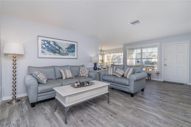 living room featuring hardwood / wood-style floors