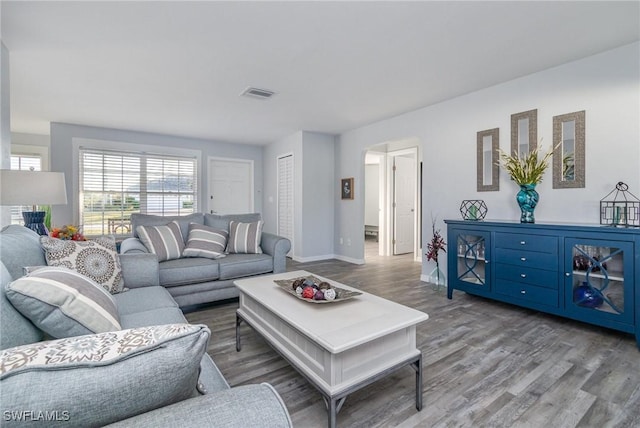 living room featuring hardwood / wood-style floors