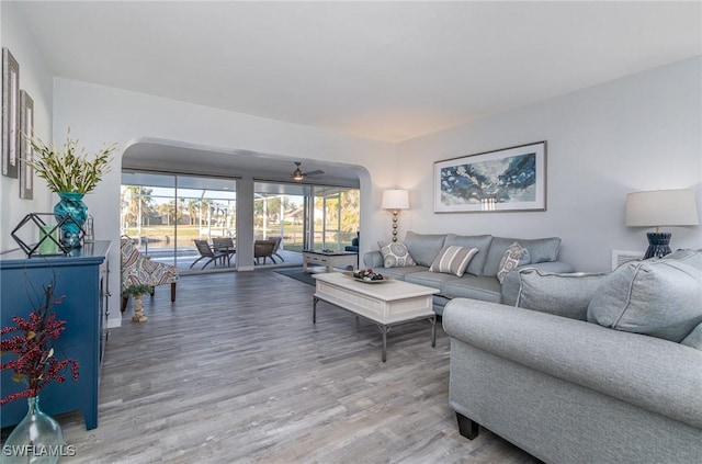 living room featuring hardwood / wood-style floors