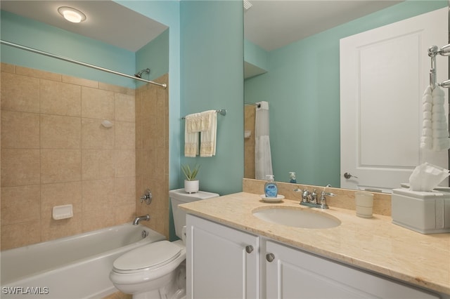 full bathroom featuring vanity, toilet, and shower / bath combo with shower curtain