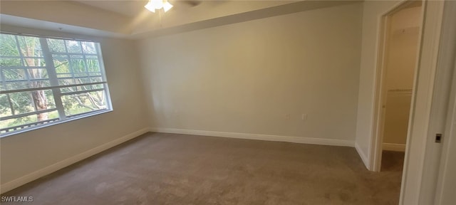 empty room featuring carpet and ceiling fan