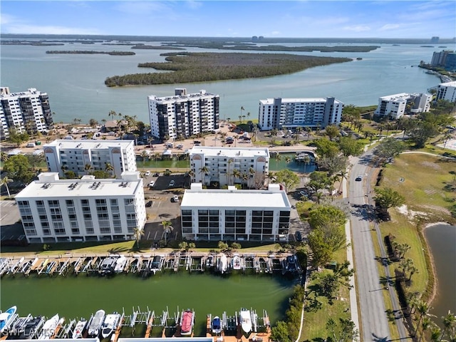 bird's eye view featuring a water view