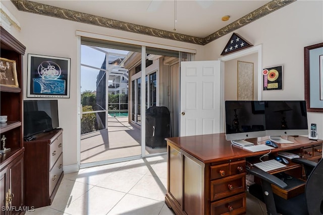 view of tiled home office