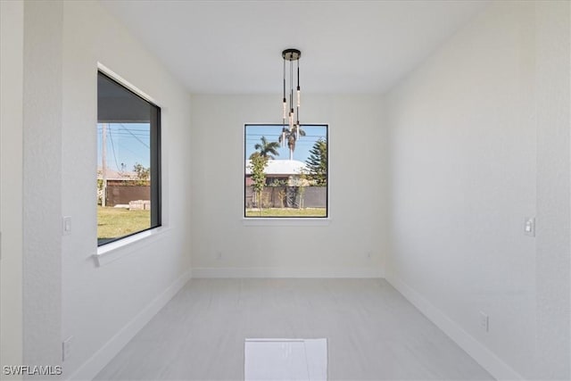 view of unfurnished dining area