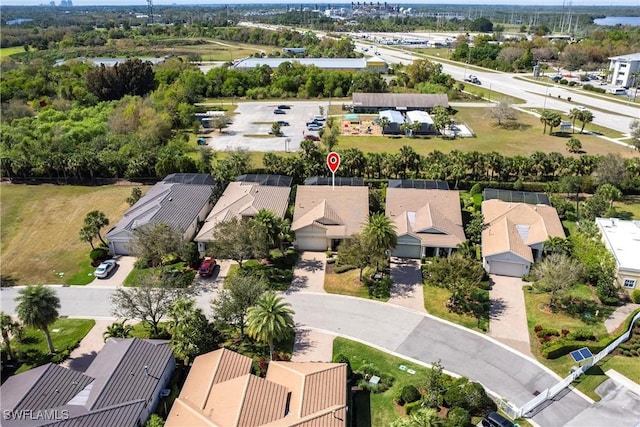 drone / aerial view with a residential view