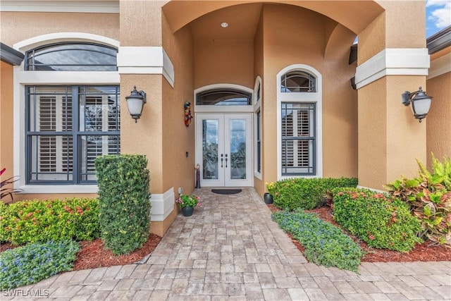 property entrance with french doors