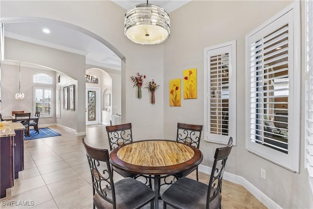 view of tiled dining space