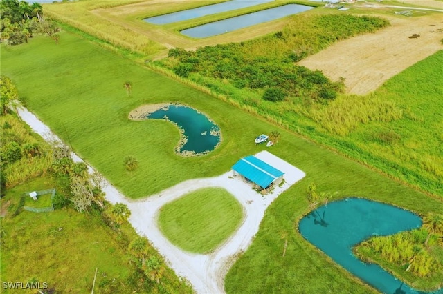 bird's eye view featuring a water view