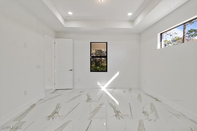 spare room featuring a tray ceiling