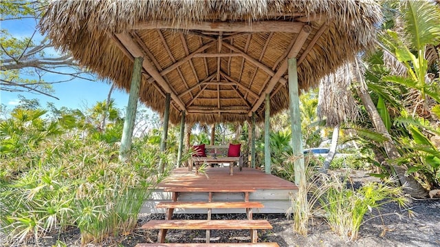 deck with a gazebo