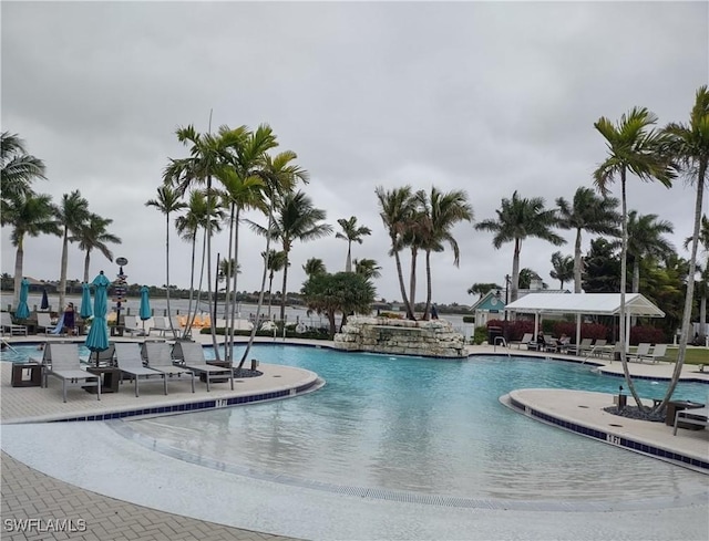 community pool with a patio