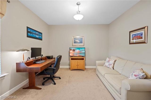 office area with light colored carpet