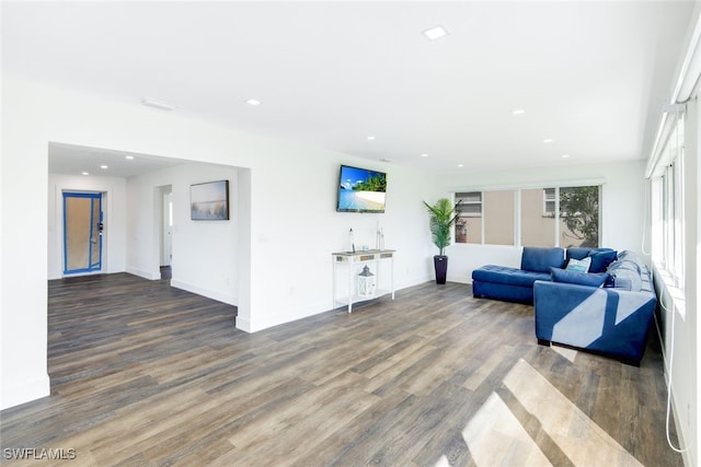 living room with wood-type flooring