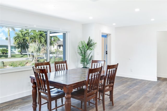 dining room with hardwood / wood-style flooring