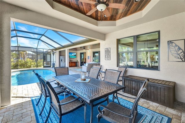 view of patio / terrace with ceiling fan