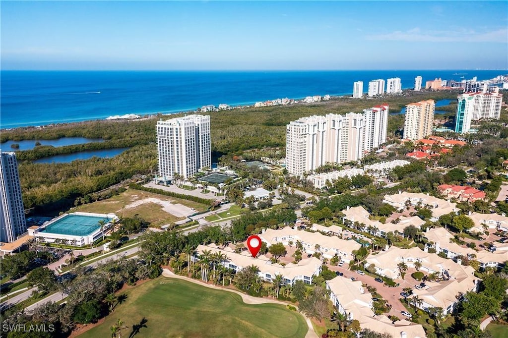 bird's eye view featuring a water view