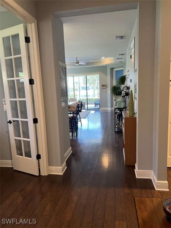 hall featuring dark hardwood / wood-style flooring