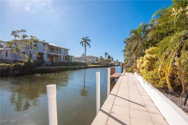 dock area with a water view