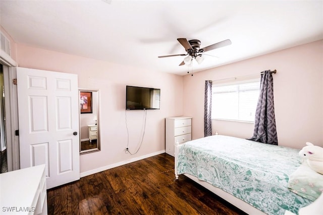 501 NE 24th Ter, Cape Coral, FL 33909 - bedroom featuring dark wood-type flooring and ceiling fan