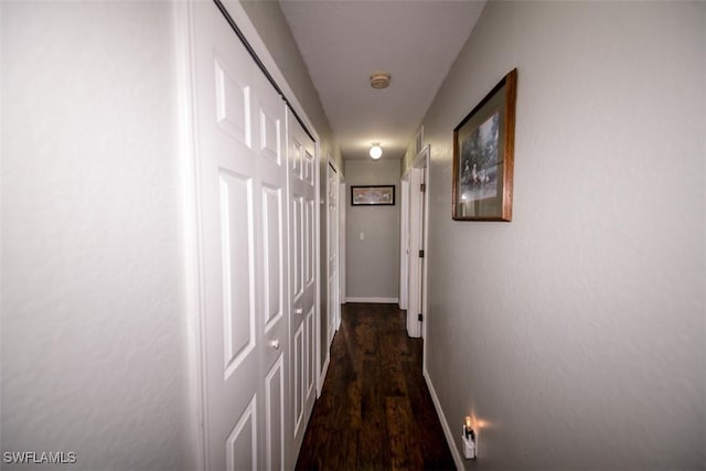 corridor featuring dark hardwood / wood-style floors