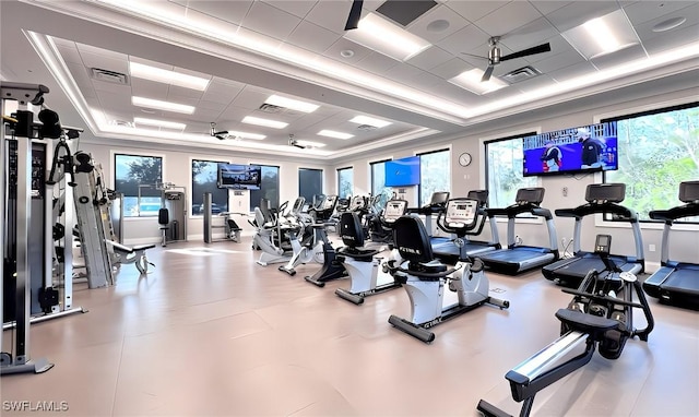 8744 Naples Heritage Dr Unit E28, Naples, FL 34112 - gym with a drop ceiling and a raised ceiling