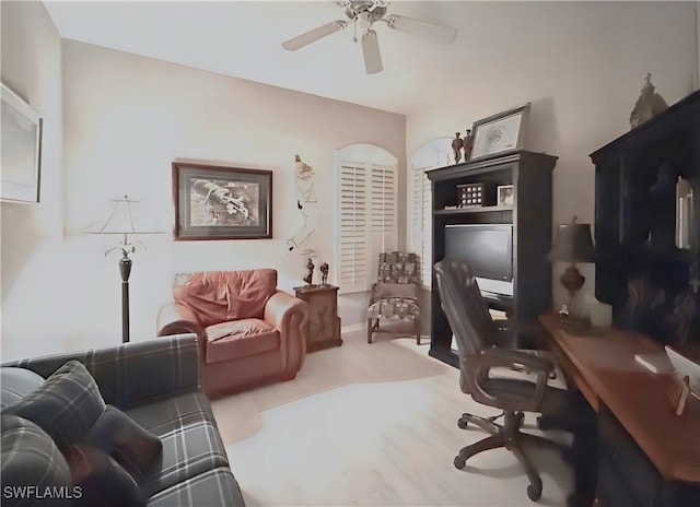 8744 Naples Heritage Dr Unit E28, Naples, FL 34112 - office area with ceiling fan and carpet floors