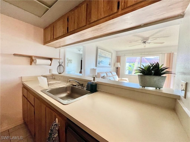 kitchen featuring sink and ceiling fan