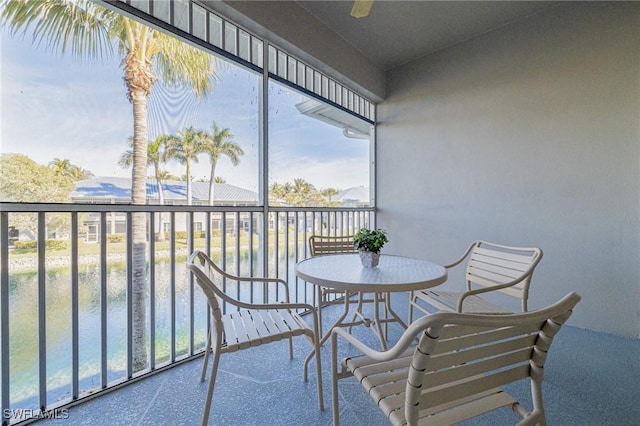 balcony with a water view