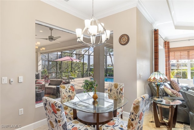 5683 Whispering Willow Way, Fort Myers, FL 33908 - dining area featuring a chandelier and crown molding