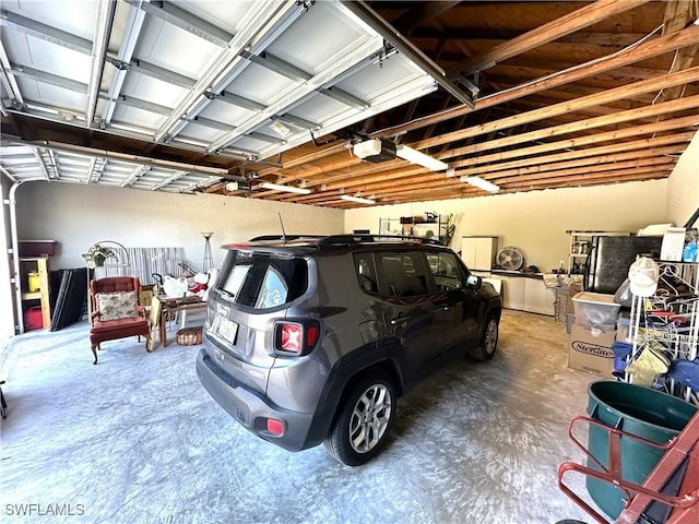 garage with a garage door opener