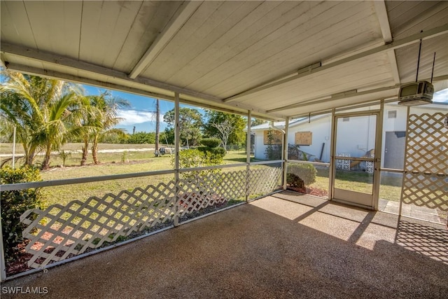 view of unfurnished sunroom