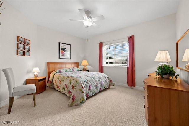 bedroom with carpet flooring and ceiling fan