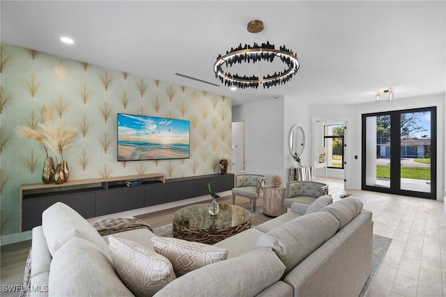 living room with hardwood / wood-style floors