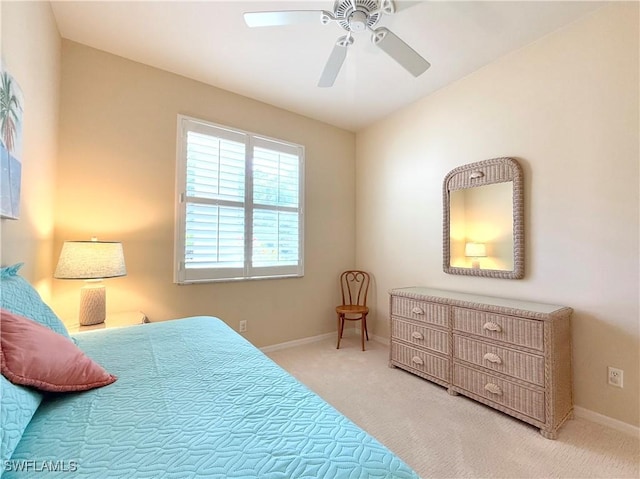 bedroom with carpet floors and ceiling fan