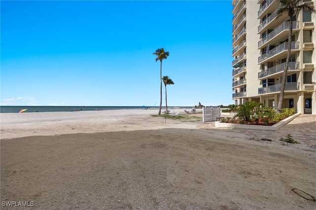 property view of water with a beach view