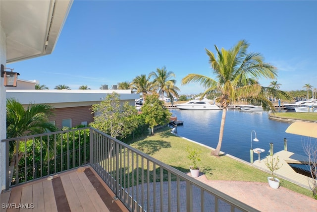 balcony with a water view