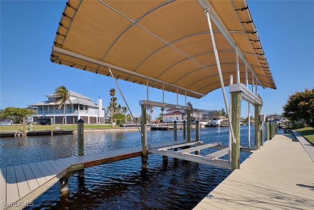 dock area featuring a water view