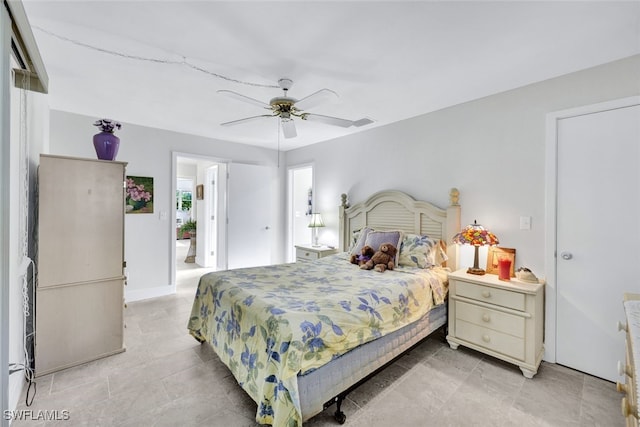 bedroom featuring ceiling fan